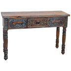 Lewiston Carved Console Table - Turquoise