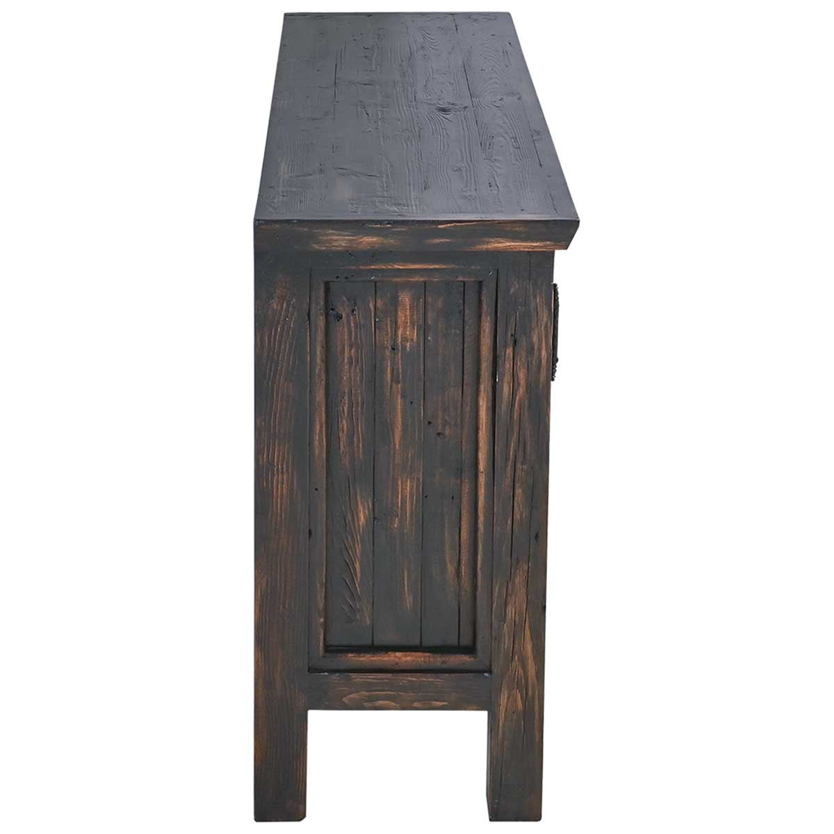Outlaw Carved Wood Buffet with Beaten Metal Panels