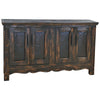 Outlaw Carved Wood Buffet with Beaten Metal Panels