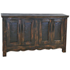 Outlaw Carved Wood Buffet with Beaten Metal Panels