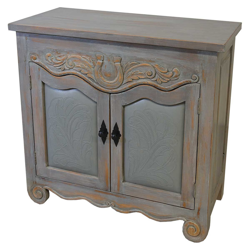 Horseshoe Cabinet with Leather Accents