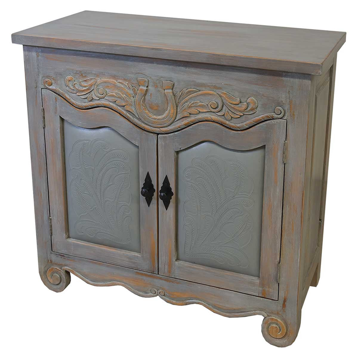 Horseshoe Cabinet with Leather Accents