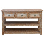 Sioux City Carved Console with Cowhide Accents