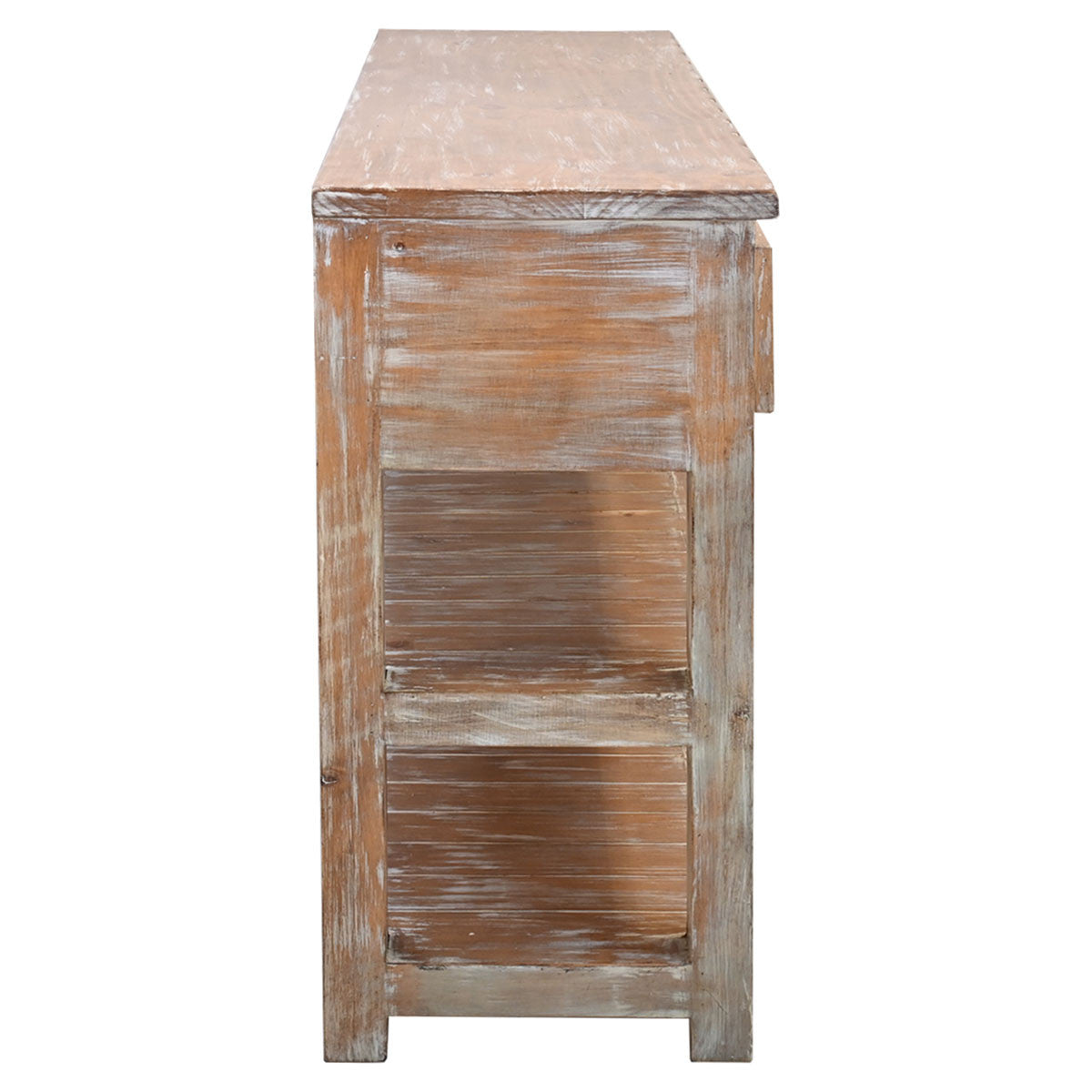 Sioux City Carved Console with Cowhide Accents