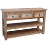 Sioux City Carved Console with Cowhide Accents
