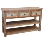 Sioux City Carved Console with Cowhide Accents