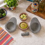 Lava Rock Avocado-Shaped Guacamole & Salsa Set