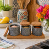 Lava Rock Canisters with Wood Tray