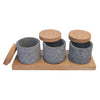 Lava Rock Canisters with Wood Tray
