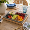 Lava Rock & Wood Serving Tray