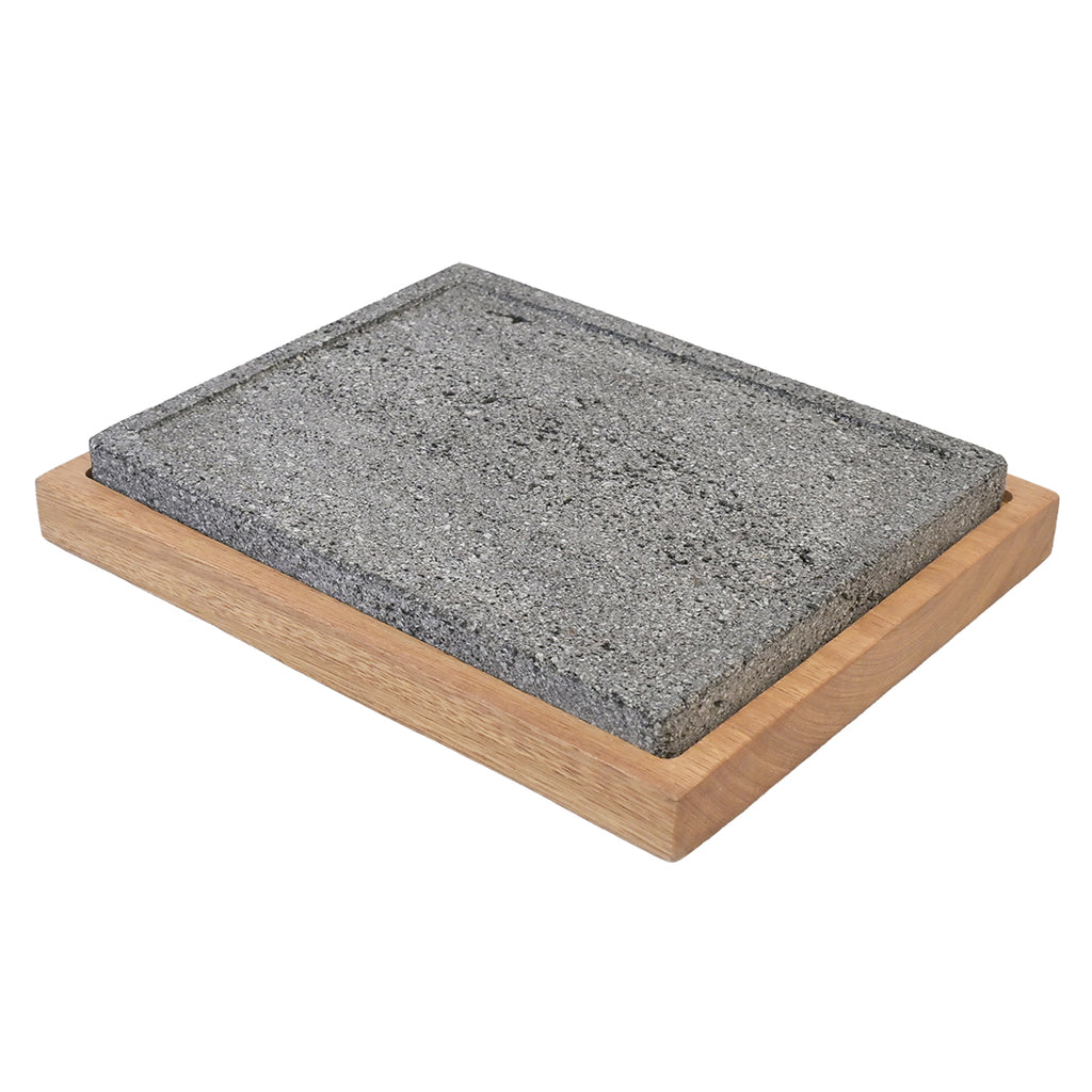 Lava Rock & Wood Serving Tray