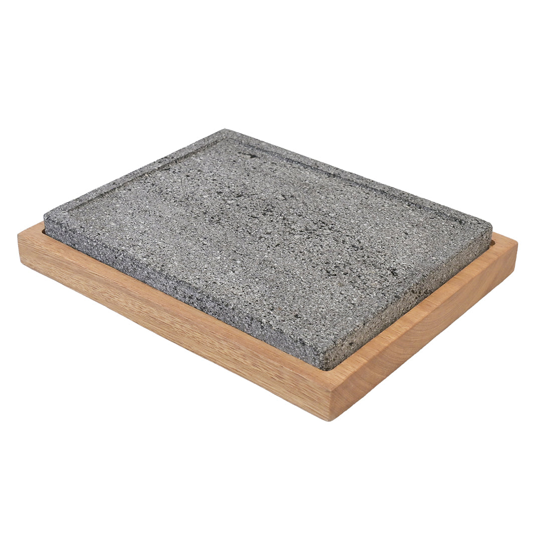 Lava Rock & Wood Serving Tray