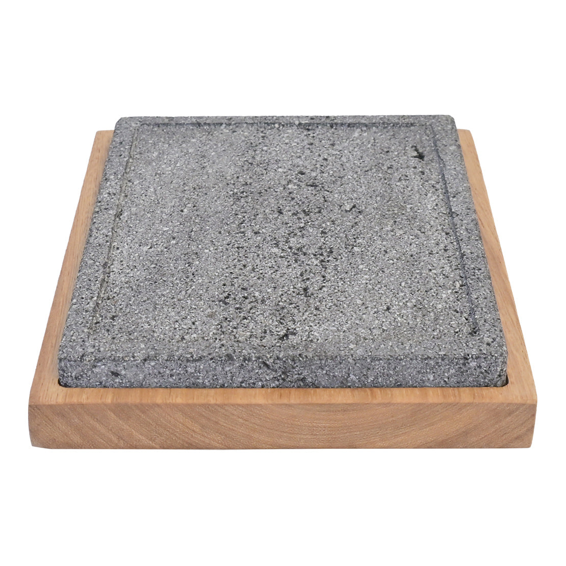 Lava Rock & Wood Serving Tray