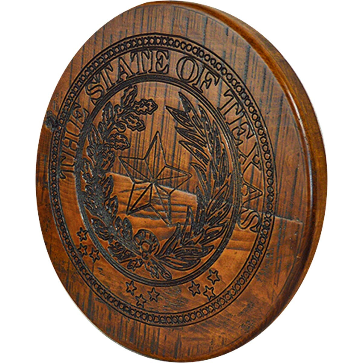 Wooden Texas State Seal - Black Wash