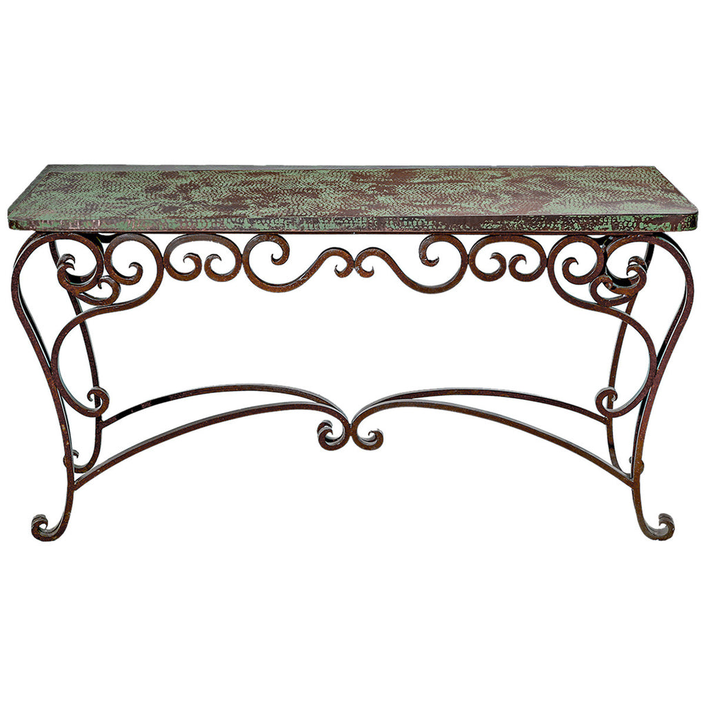 Long Ornate Rustic Copper Table