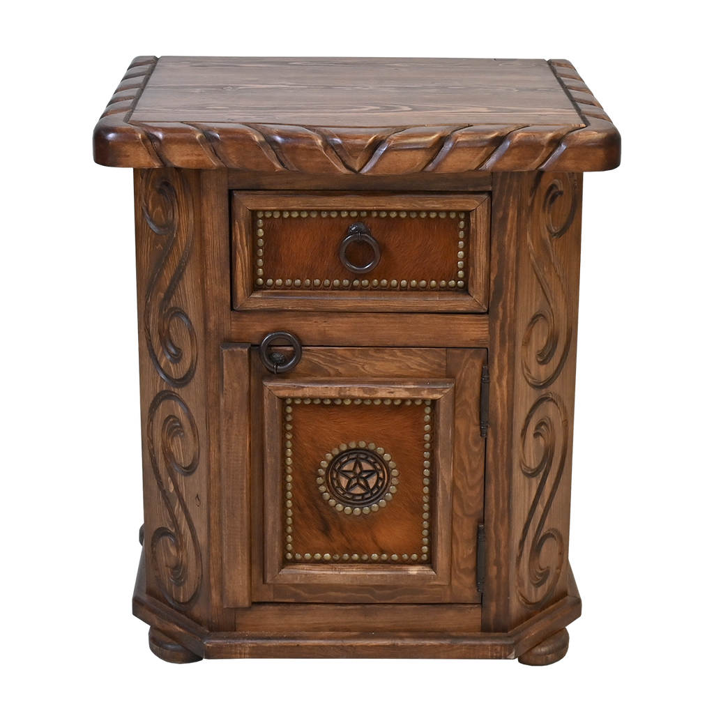 Texas Star Cowhide Night Stand