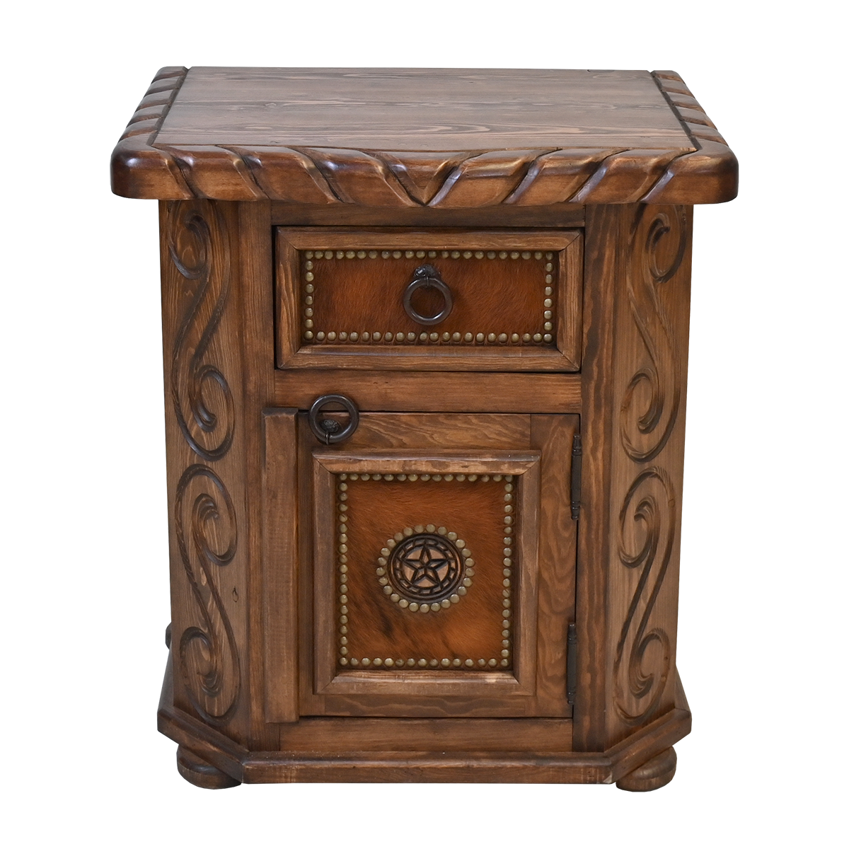 Texas Star Cowhide Night Stand