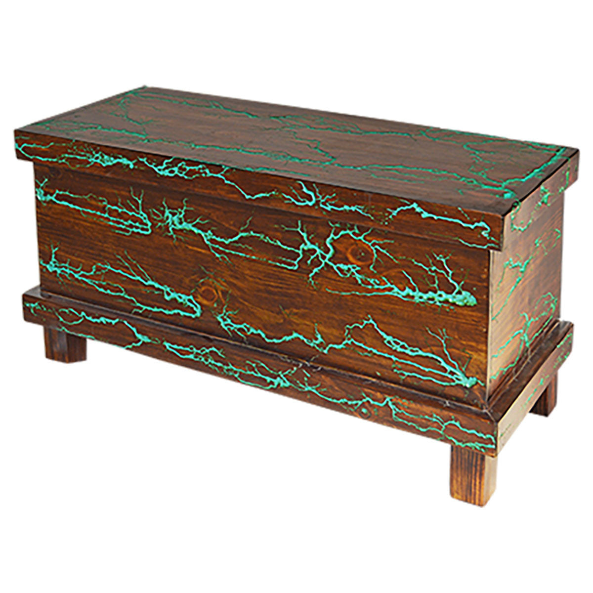 El Reno Reclaimed Wood Trunk with Turquoise Inlay