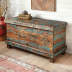 El Reno Reclaimed Wood Trunk with Turquoise Inlay