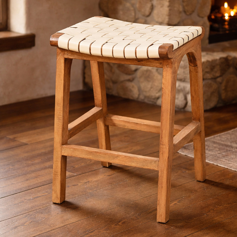 Tupelo Braided Leather Barstool