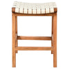 Tupelo Braided Leather Barstool - White