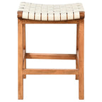 Tupelo Braided Leather Barstool - White