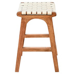 Tupelo Braided Leather Barstool - White