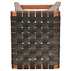Tupelo Braided Leather Barstool - Black with Brown Finish