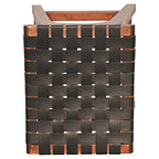Tupelo Braided Leather Barstool - Black with Brown Finish