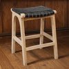 Tupelo Braided Leather Barstool - Black with Natural Finish