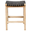Tupelo Braided Leather Barstool - Black with Natural Finish