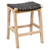 Tupelo Braided Leather Barstool - Black with Natural Finish