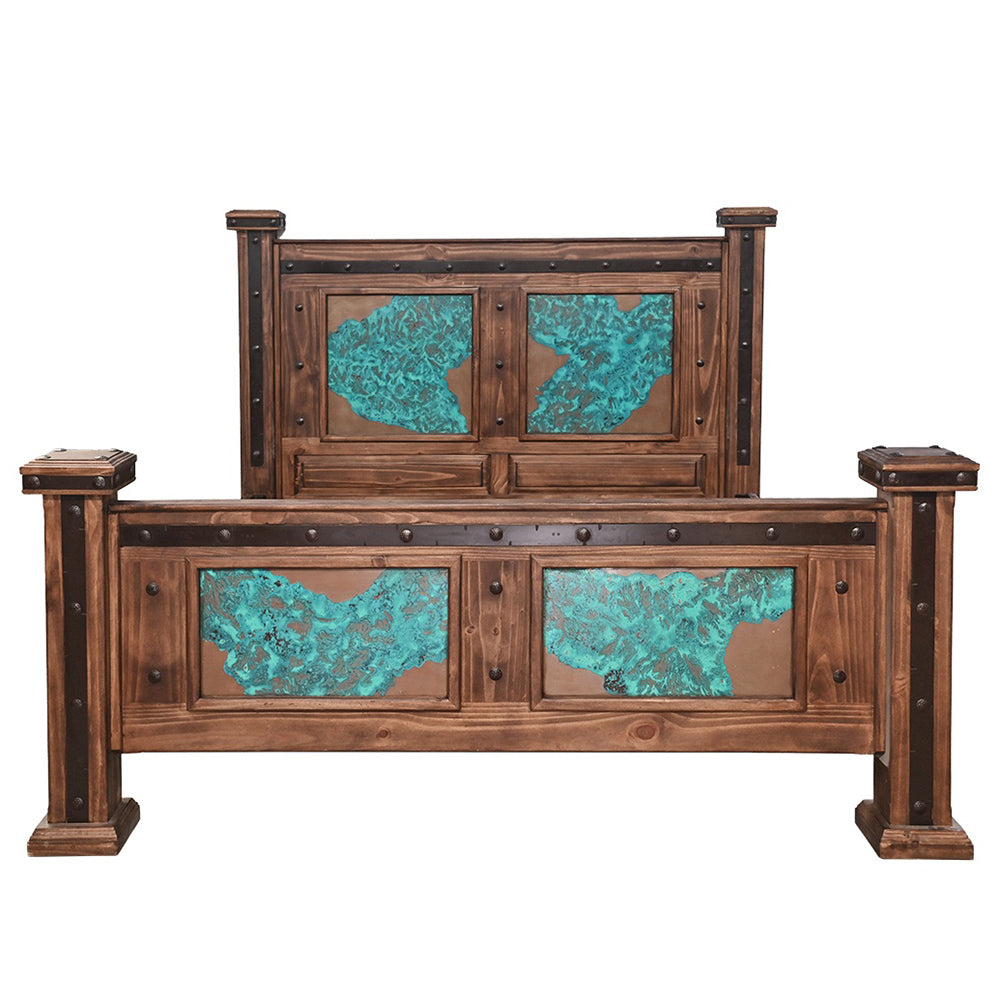Turquoise Patina Copper Bed - King