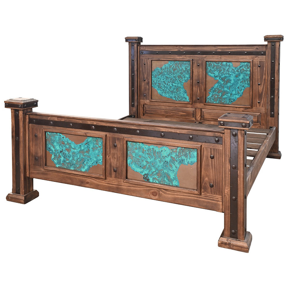 Turquoise Patina Copper Bed - King