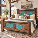 Turquoise Patina Copper Bed - King