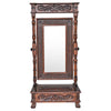 Annabelle Wood Mirror with Tooled Leather Detail