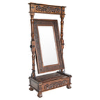 Annabelle Wood Mirror with Tooled Leather Detail