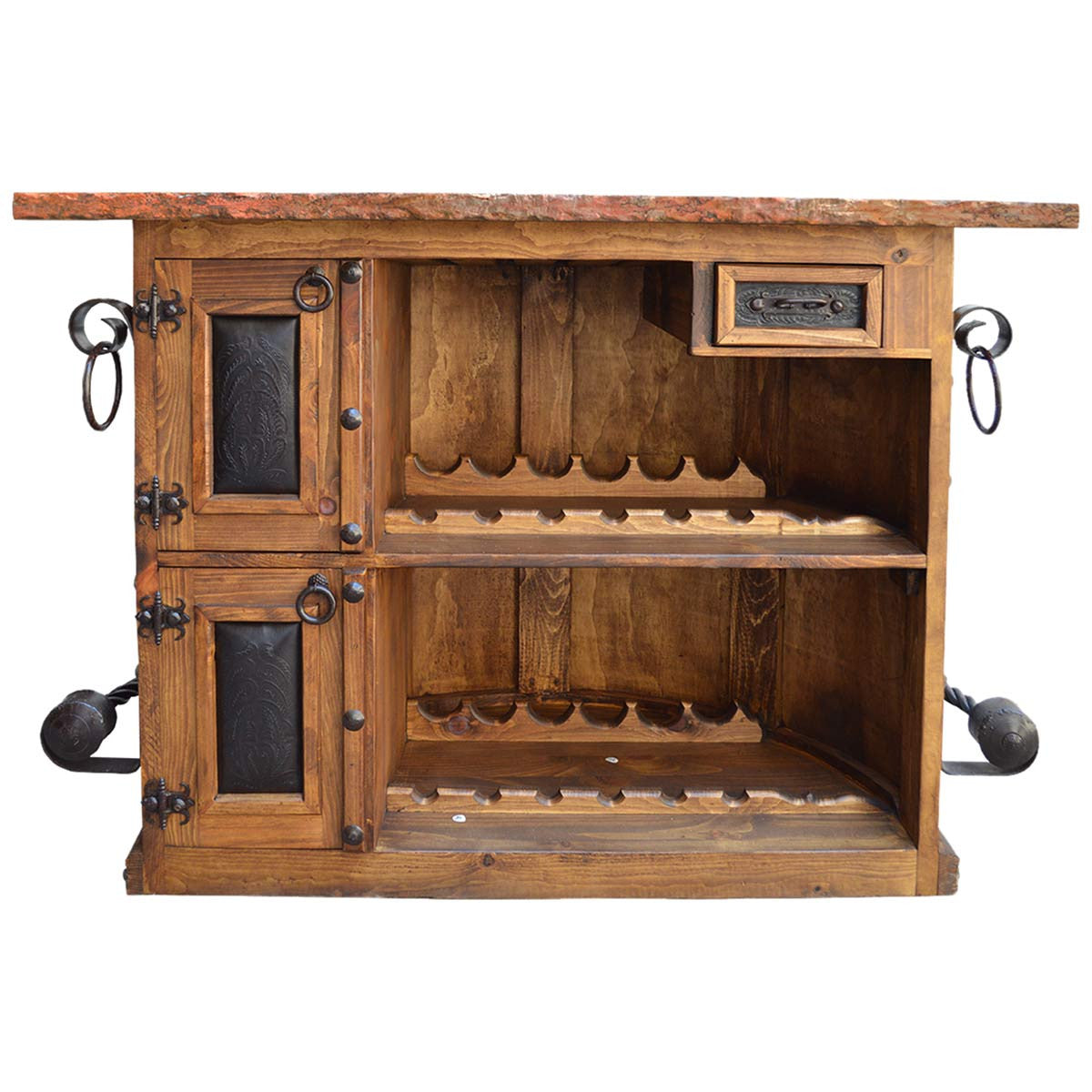 Leather & Steel Bar with Natural Stone Top