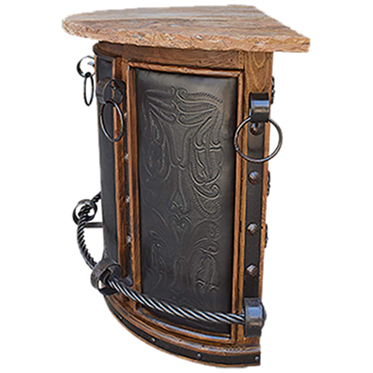 Leather & Steel Bar with Natural Stone Top