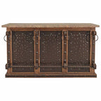 Excavator Wood Bar with Stone Top and Beaten Metal Inserts