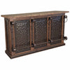 Excavator Wood Bar with Stone Top and Beaten Metal Inserts