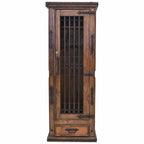 Scouter Wood Storage Cabinet with Tooled Leather Detail