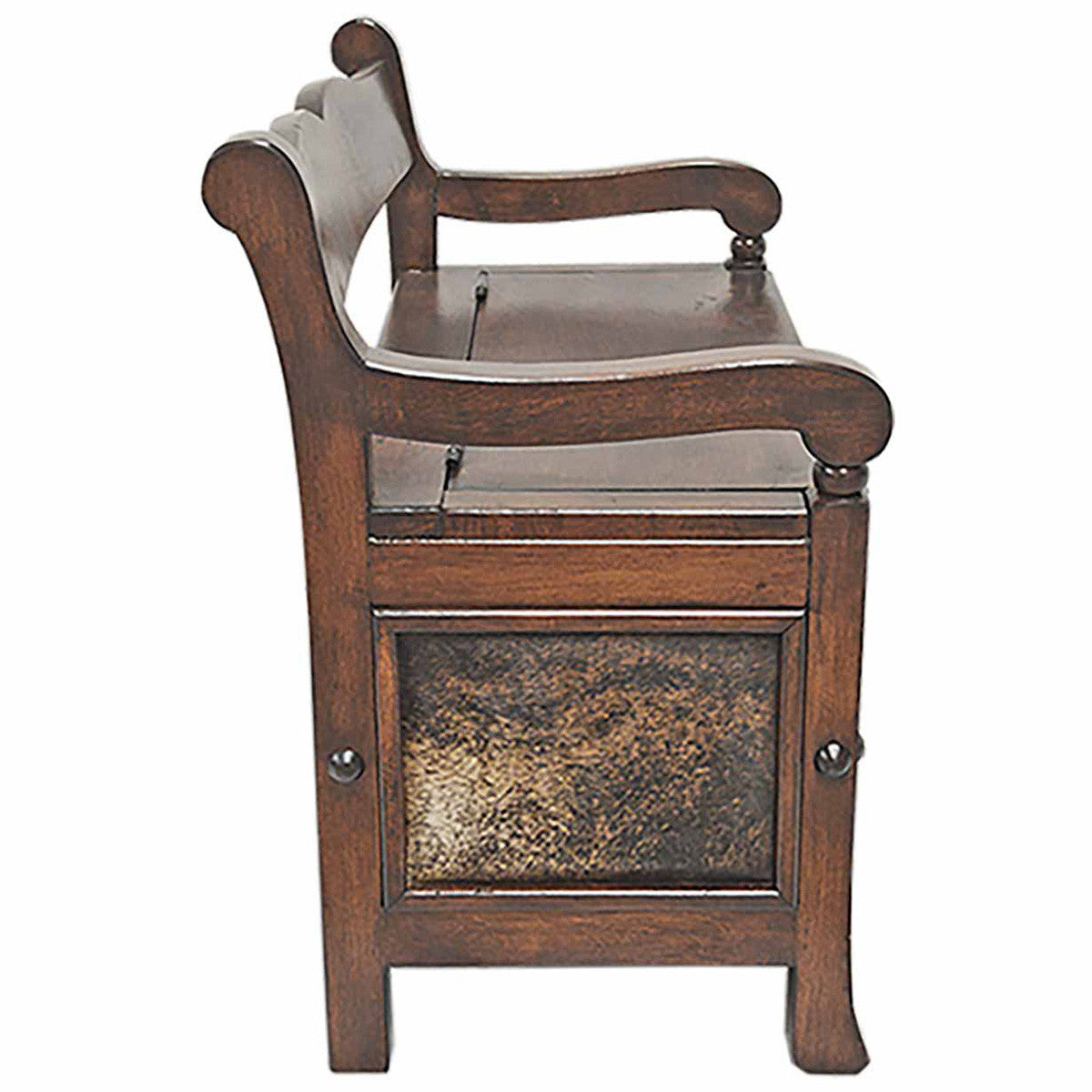 Township Solid Wood Storage Bench with Cowhide Panels