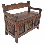 Township Solid Wood Storage Bench with Cowhide Panels