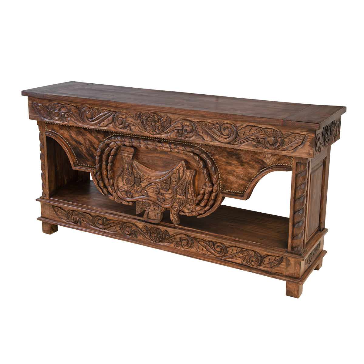 Cowhide Saddlehorn Console