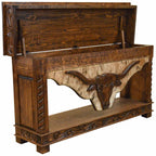 Cattle Baron Lift-Top Console with Hand Carved Longhorn