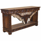 Cattle Baron Lift-Top Console with Hand Carved Longhorn