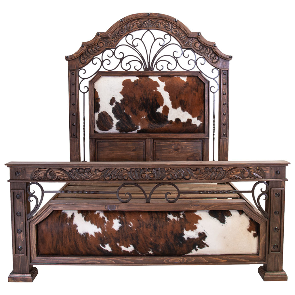 Cattle Baron Iron & Cowhide Bed - Queen
