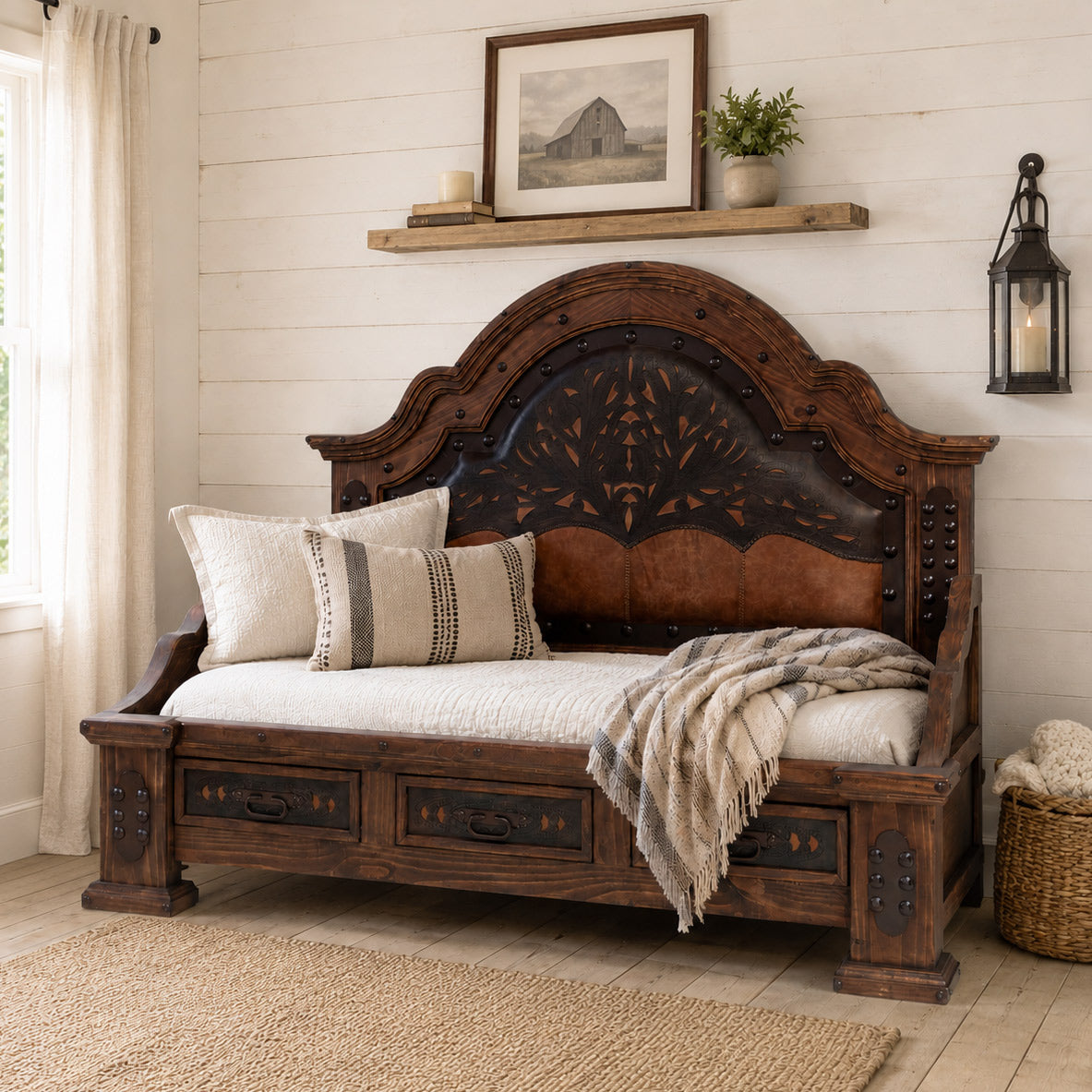 Palo Alto Tooled Leather Daybed