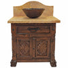 Innkeeper Carved Vanity with Stone Top & Copper Sink